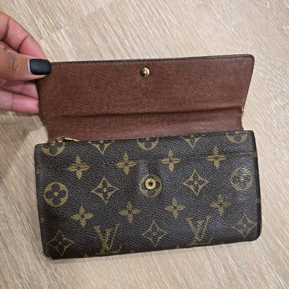 Louis Vuitton Sarah Wallet Women OS Brown Monogram Canvas Bifold Snap Closure - Picture 4 of 8